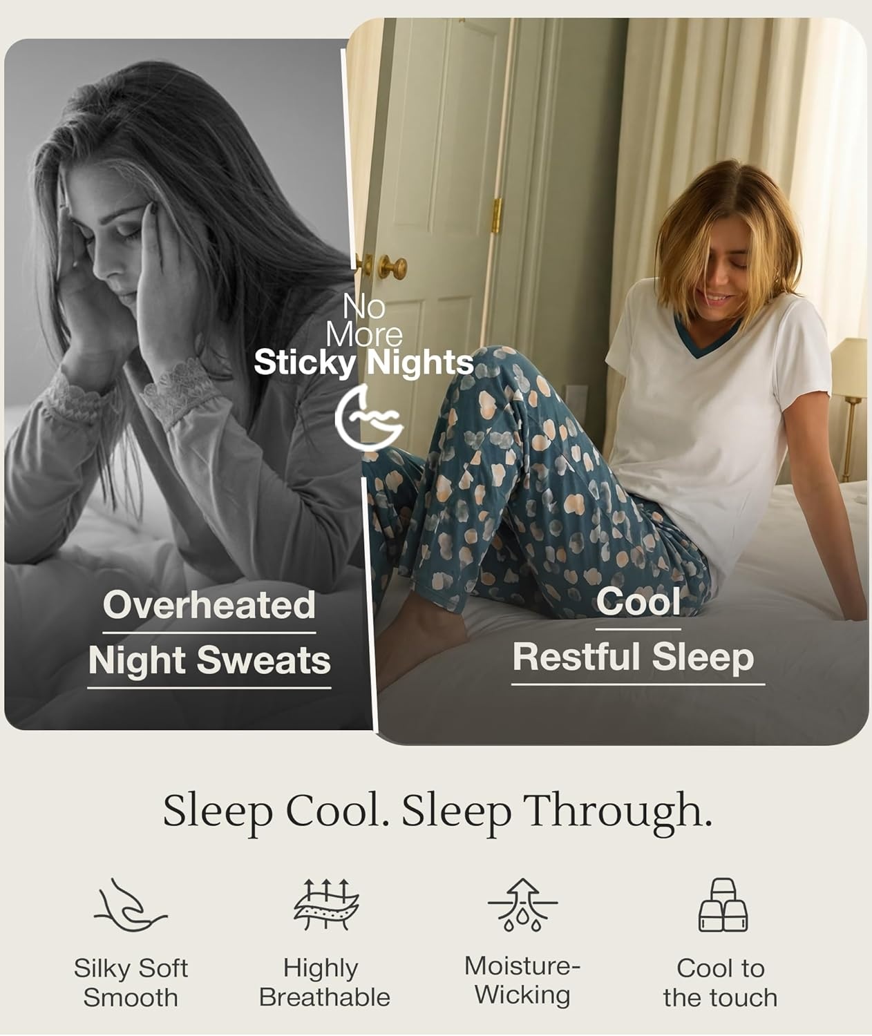 image:imageGYS Womens Bamboo Viscose Pajama Sets Cooling Short Sleeve Sleepwear for Hot Sleepers Silky Soft Summer Vneck Lounge PjsOcean Green