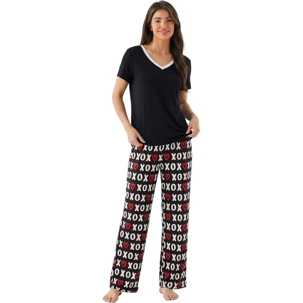 image:imageGYS Womens Bamboo Viscose Pajama Sets Cooling Short Sleeve Sleepwear for Hot Sleepers Silky Soft Summer Vneck Lounge PjsXoxo