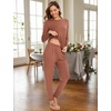 GYS Bamboo Viscose Women Pajama Sets Long Sleeve Crew Neck Lounge Set with Pockets