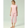 GYS Bamboo Viscose Women’s Pajama Set, 2 Piece Lounge Short Sleeve Capris Pjs