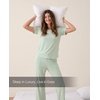GYS Bamboo Viscose Womens Pajama Sets, Moisture-Wicking Short Sleeve Sleep Set​​ with Pocket, Sleepwear​​ for Nightly Comfort(Light Green)