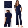 GYS Bamboo Viscose Womens Pajama Sets, Moisture-Wicking Short Sleeve Sleep Set​​ with Pocket, Sleepwear​​ for Nightly Comfort(Navy)