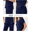 GYS Bamboo Viscose Womens Pajama Sets, Moisture-Wicking Short Sleeve Sleep Set​​ with Pocket, Sleepwear​​ for Nightly Comfort(Navy)