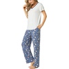 GYS Women’s Bamboo Viscose Pajama Sets, Cooling Short Sleeve Sleepwear for Hot Sleepers, Silky Soft Summer V-neck Lounge Pjs(Airy Blue)