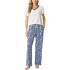 GYS Women’s Bamboo Viscose Pajama Sets, Cooling Short Sleeve Sleepwear for Hot Sleepers, Silky Soft Summer V-neck Lounge Pjs(Airy Blue)