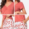 GYS Women’s Bamboo Viscose Pajama Sets, Cooling Short Sleeve Sleepwear for Hot Sleepers, Silky Soft Summer V-neck Lounge Pjs(B-grapefruit Red)