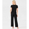 GYS Women’s Bamboo Viscose Pajama Sets, Cooling Short Sleeve Sleepwear for Hot Sleepers, Silky Soft Summer V-neck Lounge Pjs(Black)