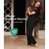 GYS Women’s Bamboo Viscose Pajama Sets, Cooling Short Sleeve Sleepwear for Hot Sleepers, Silky Soft Summer V-neck Lounge Pjs(Black)