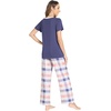 GYS Women’s Bamboo Viscose Pajama Sets, Cooling Short Sleeve Sleepwear for Hot Sleepers, Silky Soft Summer V-neck Lounge Pjs(Blue Plaid)