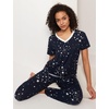 GYS Women’s Bamboo Viscose Pajama Sets, Cooling Short Sleeve Sleepwear for Hot Sleepers, Silky Soft Summer V-neck Lounge Pjs(Blue Stars)