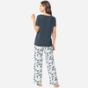 GYS Women’s Bamboo Viscose Pajama Sets, Cooling Short Sleeve Sleepwear for Hot Sleepers, Silky Soft Summer V-neck Lounge Pjs(B-midnight Blue)
