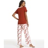 GYS Women’s Bamboo Viscose Pajama Sets, Cooling Short Sleeve Sleepwear for Hot Sleepers, Silky Soft Summer V-neck Lounge Pjs(Brick Red)