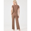 GYS Women’s Bamboo Viscose Pajama Sets, Cooling Short Sleeve Sleepwear for Hot Sleepers, Silky Soft Summer V-neck Lounge Pjs(Camel)