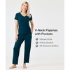 GYS Women’s Bamboo Viscose Pajama Sets, Cooling Short Sleeve Sleepwear for Hot Sleepers, Silky Soft Summer V-neck Lounge Pjs(Lyons Blue)