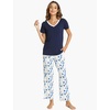 GYS Women’s Bamboo Viscose Pajama Sets, Cooling Short Sleeve Sleepwear for Hot Sleepers, Silky Soft Summer V-neck Lounge Pjs(Navy)