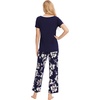 GYS Women’s Bamboo Viscose Pajama Sets, Cooling Short Sleeve Sleepwear for Hot Sleepers, Silky Soft Summer V-neck Lounge Pjs(Navy Flowers)