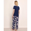 GYS Women’s Bamboo Viscose Pajama Sets, Cooling Short Sleeve Sleepwear for Hot Sleepers, Silky Soft Summer V-neck Lounge Pjs(Navy Peony)