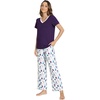 GYS Women’s Bamboo Viscose Pajama Sets, Cooling Short Sleeve Sleepwear for Hot Sleepers, Silky Soft Summer V-neck Lounge Pjs(Purple Dots)