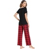 GYS Women’s Bamboo Viscose Pajama Sets, Cooling Short Sleeve Sleepwear for Hot Sleepers, Silky Soft Summer V-neck Lounge Pjs(Red Plaid)