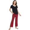GYS Women’s Bamboo Viscose Pajama Sets, Cooling Short Sleeve Sleepwear for Hot Sleepers, Silky Soft Summer V-neck Lounge Pjs(Red Plaid)