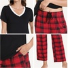 GYS Women’s Bamboo Viscose Pajama Sets, Cooling Short Sleeve Sleepwear for Hot Sleepers, Silky Soft Summer V-neck Lounge Pjs(Red Plaid)
