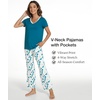 GYS Women’s Bamboo Viscose Pajama Sets, Cooling Short Sleeve Sleepwear for Hot Sleepers, Silky Soft Summer V-neck Lounge Pjs(Teal Blue)