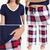 GYS Women’s Bamboo Viscose Pajama Sets, Cooling Short Sleeve Sleepwear for Hot Sleepers, Silky Soft Summer V-neck Lounge Pjs(White Red Plaid)