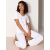 GYS Women’s Bamboo Viscose Pajama Sets, Cooling Short Sleeve Sleepwear for Hot Sleepers, Silky Soft Summer V-neck Lounge Pjs(White Stars)