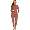 GYS Bamboo Viscose Women Pajama Sets Long Sleeve Crew Neck Lounge Set with Pockets