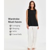 GYS Bamboo Viscose Tank Top for Women, Sleeveless Crewneck Pajama Tops, Basic Casual Lounge Shirts, Workout Tunic T-Shirt(Black)