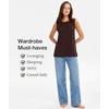 GYS Bamboo Viscose Tank Top for Women, Sleeveless Crewneck Pajama Tops, Basic Casual Lounge Shirts, Workout Tunic T-Shirt(Dark Brown)