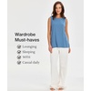 GYS Bamboo Viscose Tank Top for Women, Sleeveless Crewneck Pajama Tops, Basic Casual Lounge Shirts, Workout Tunic T-Shirt(Grayish Blue)