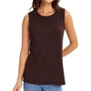GYS Bamboo Viscose Tank Top for Women, Sleeveless Crewneck Pajama Tops, Basic Casual Lounge Shirts, Workout Tunic T-Shirt(Dark Brown)