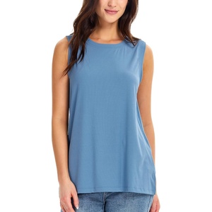 GYS Bamboo Viscose Tank Top for Women, Sleeveless Crewneck Pajama Tops, Basic Casual Lounge Shirts, Workout Tunic T-Shirt(Grayish Blue)
