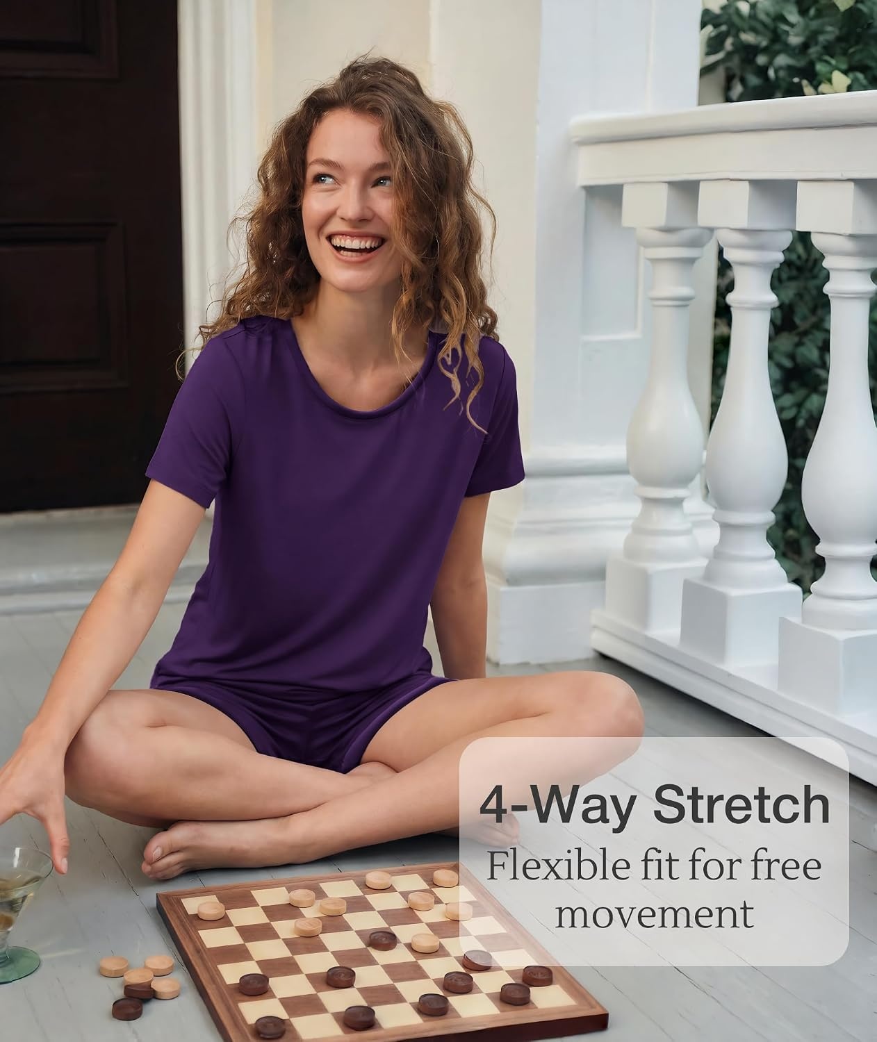 image:imageGYS Womens Bamboo Viscose Pajama Sets Cooling Short Sleeve Sleepwear for Night Sweats Moisture Wicking Summer PjsPurple