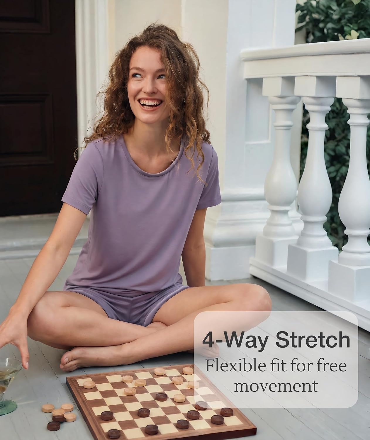 image:imageGYS Womens Bamboo Viscose Pajama Sets Cooling Short Sleeve Sleepwear for Night Sweats Moisture Wicking Summer PjsViolet