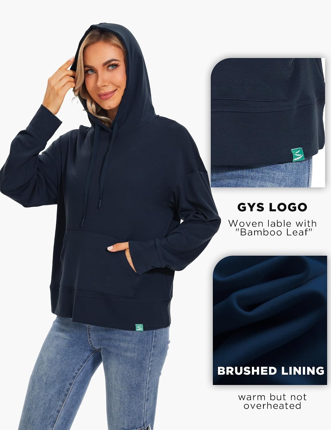 image:imageGYS Womens Hoodies Casual Hooded Sweatshirts with Pocket Long Sleeve Pullovers Top ShirtsNavy