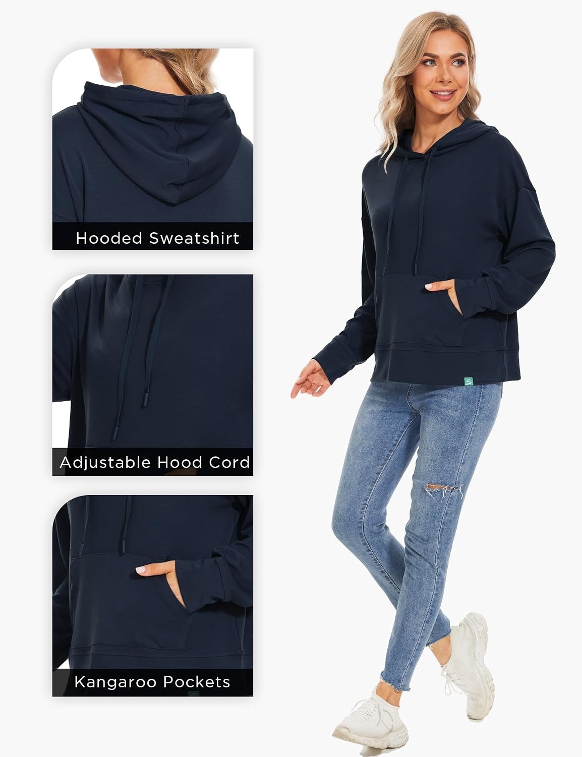 image:imageGYS Womens Hoodies Casual Hooded Sweatshirts with Pocket Long Sleeve Pullovers Top ShirtsNavy
