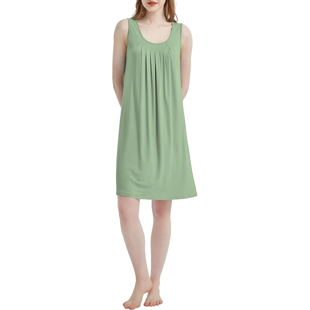 image:imageGYS Cooling Bamboo Viscose Nightgowns for Women Lightweight Sleeveless V Neck Sleep Shirt for Hot Sleepers Soft Night dressB Loden Frost