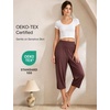 GYS Bamboo Viscose Women’s Pajama Bottoms High Waist Capri Lounge Pants with Pockets(Dark Brown)