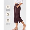 GYS Bamboo Viscose Women’s Pajama Bottoms High Waist Capri Lounge Pants with Pockets(Dark Brown)