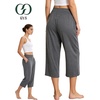GYS Bamboo Viscose Women’s Pajama Bottoms High Waist Capri Lounge Pants with Pockets(Dark Grey)