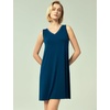 GYS Cooling Bamboo Viscose Nightgowns for Women, Lightweight Sleeveless V Neck Sleep Shirt for Hot Sleepers, Soft Night dress(A- Ink Blue)