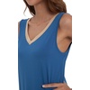 GYS Cooling Bamboo Viscose Nightgowns for Women, Lightweight Sleeveless V Neck Sleep Shirt for Hot Sleepers, Soft Night dress(A- Prussian Blue)