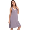 GYS Cooling Bamboo Viscose Nightgowns for Women, Lightweight Sleeveless V Neck Sleep Shirt for Hot Sleepers, Soft Night dress(A- Purplish Grey Silver)