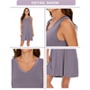 GYS Cooling Bamboo Viscose Nightgowns for Women, Lightweight Sleeveless V Neck Sleep Shirt for Hot Sleepers, Soft Night dress(A- Violet)
