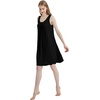 GYS Cooling Bamboo Viscose Nightgowns for Women, Lightweight Sleeveless V Neck Sleep Shirt for Hot Sleepers, Soft Night dress(B- Black)
