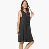 GYS Cooling Bamboo Viscose Nightgowns for Women, Lightweight Sleeveless V Neck Sleep Shirt for Hot Sleepers, Soft Night dress(C- Black)