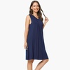 GYS Cooling Bamboo Viscose Nightgowns for Women, Lightweight Sleeveless V Neck Sleep Shirt for Hot Sleepers, Soft Night dress(C- Navy)
