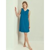 GYS Cooling Bamboo Viscose Nightgowns for Women, Lightweight Sleeveless V Neck Sleep Shirt for Hot Sleepers, Soft Night dress(C- Teal Blue)